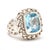 Stones: blue topaz, 1 checkerboard cushion 14 x 12 mm approximately 9 total carats Ring Size 7 Rise Off Of Finger: 10 mm...