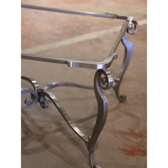 Mid-Century French Iron Coffee Table With Crackle Glass Top For Sale - Image 11 of 11