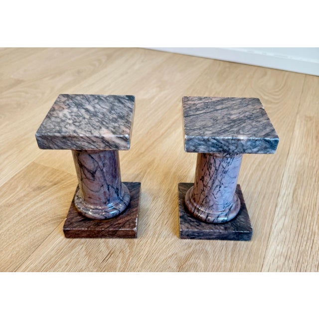 Stone 1950s Rare Italian Breccia Pernice Marble Column Bookends - Pair For Sale - Image 7 of 8