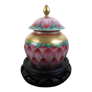 Chinese Porcelain Lotus Flower Lidded Urn