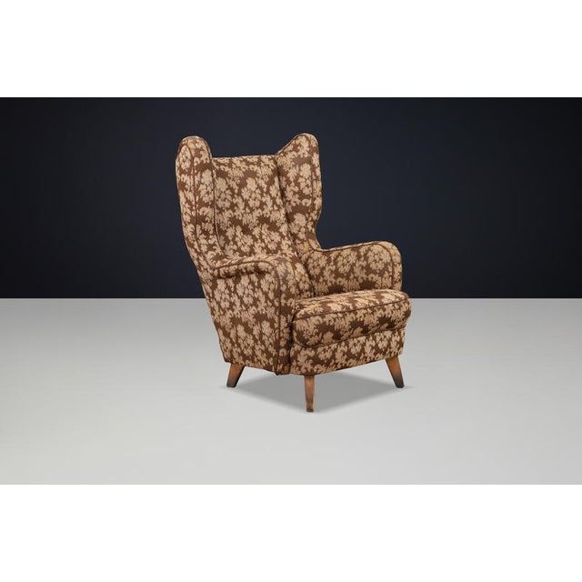 1940s Art Deco Wingback Chair, Czechoslovakia, 1940s For Sale - Image 5 of 11