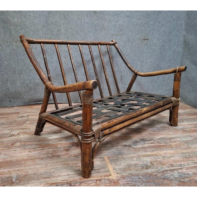 Small Antique Bamboo Sofa, 1890s For Sale - Image 3 of 7