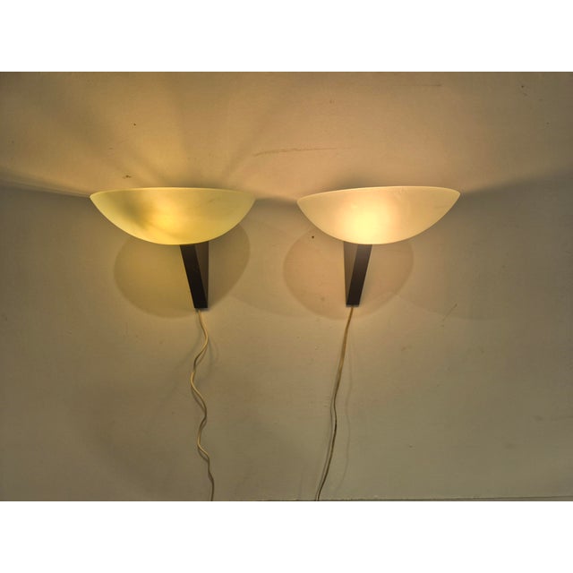 Pair of postmodern italian wall sconces. Beautiful art deco revival minimalist wall sconces. The cables are not included....