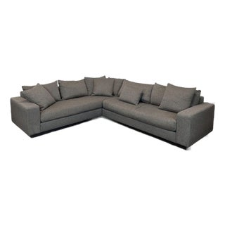Rene Cazares Salvatore Modern Gray Fabric Sectional Sofa With Cushions For Sale