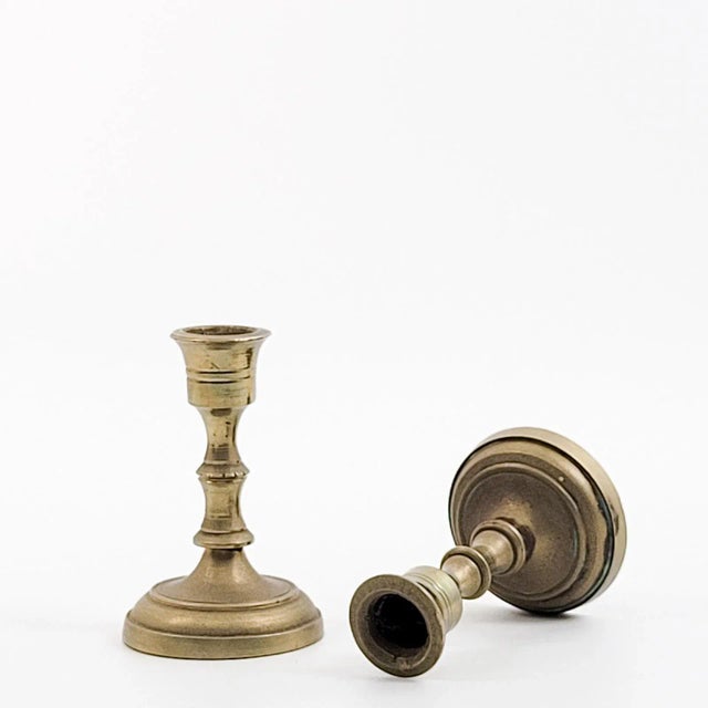 Circa 1750 Continental Brass Candlesticks, a Pair For Sale - Image 4 of 5