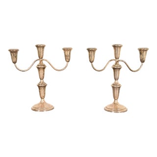 Tiffany & Co. Style Art Deco Sterling Silver Candelabras, Pair For Sale