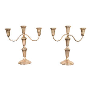 Tiffany & Co. Style Art Deco Sterling Silver Candelabras, Pair