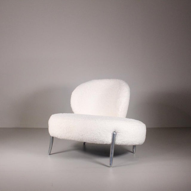 Lounge Chair in White Boucle For Sale - Image 14 of 15