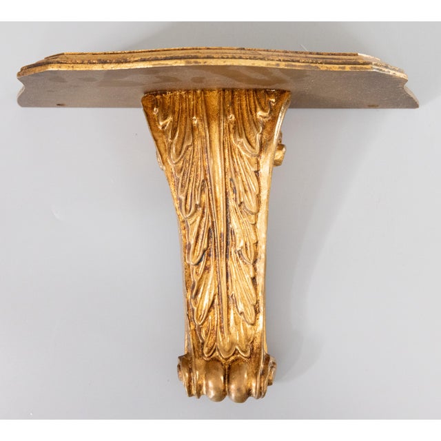 Mid Century Italian Carved Giltwood Wall Brackets Shelves - a Pair For Sale - Image 4 of 8