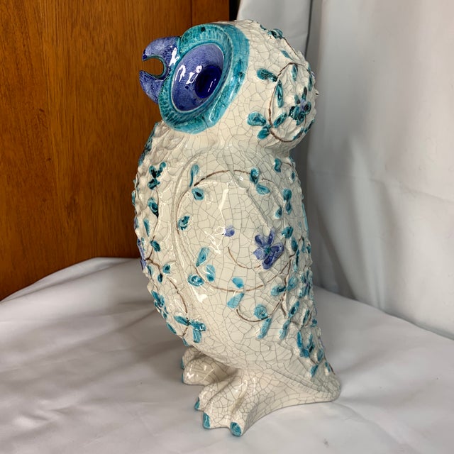 Add a striking dash of vintage Italian whimsy to your shelves with this exceptional mid-century modern ceramic owl...