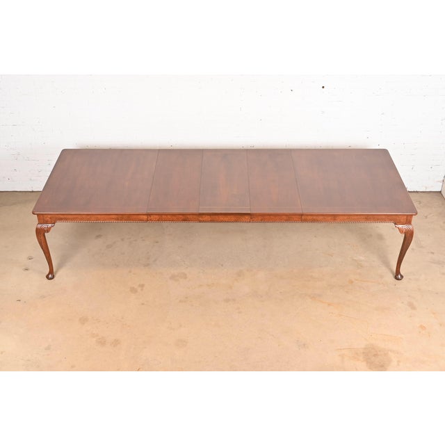 Baker Furniture Stately Homes Chippendale Burled Walnut Extension Dining Table, Newly Refinished For Sale - Image 15 of 18
