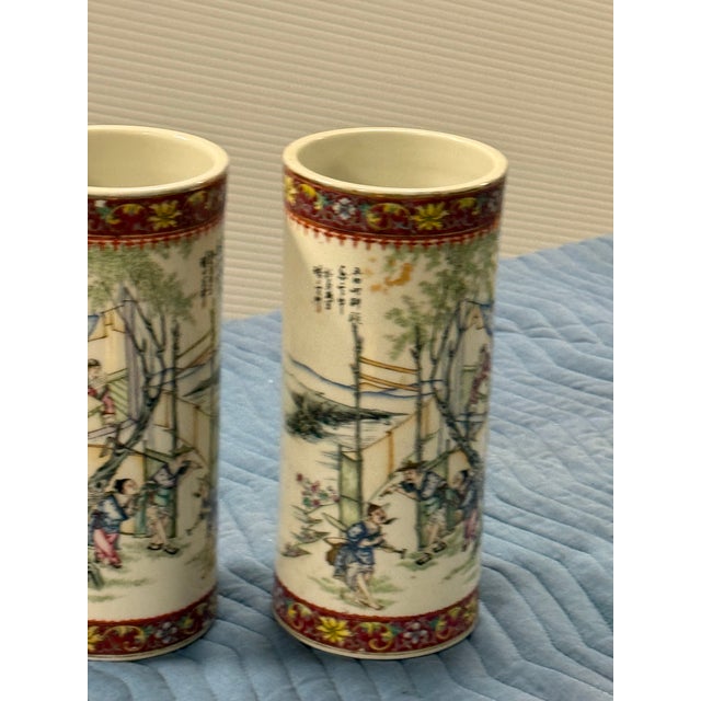 Design Plus Gallery presents a Pair of Chinese Famille Rose Porcelain Hat Stands from the Early to 20th Century. The...