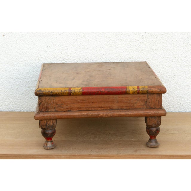 Vintage Indian Teak Bajot Table For Sale - Image 4 of 7