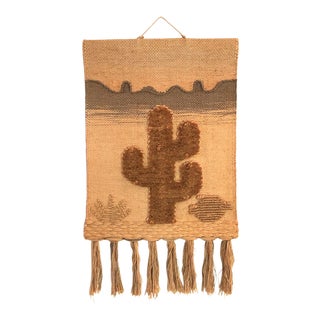 Vintage i.c.a. Wall Art Tapestry Wall Hanging Cactus For Sale