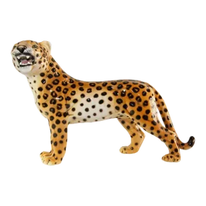 Mid 20th Century Italian Mid-Century Glazed Porcelain Leopard Sculpture