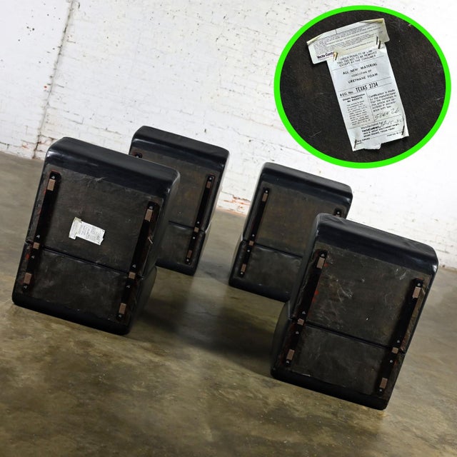 Animal Skin Late 20th Century Modern Black Leather 6 Piece Modular Sectional Tappo Sofa by John Mascheroni for Vecta For Sale - Image 7 of 12