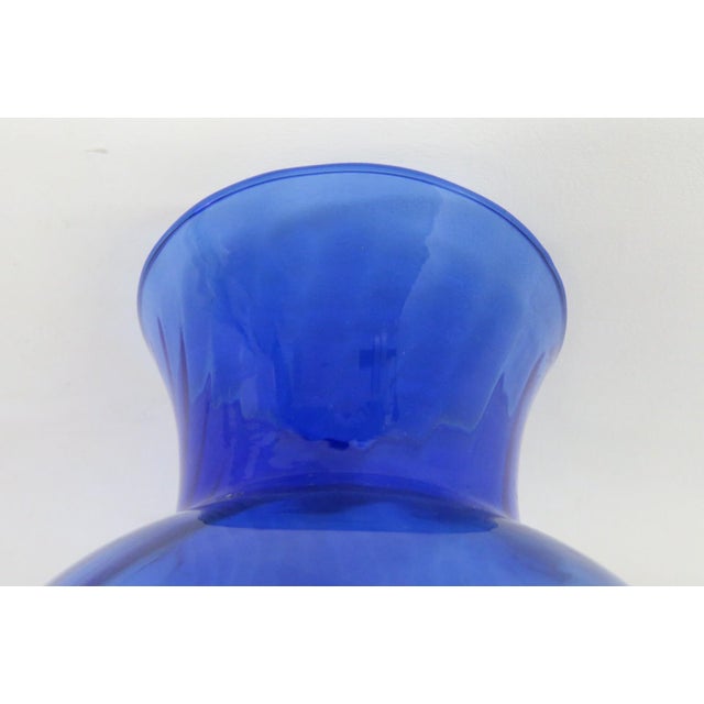 Glass Indiana Glass Illusions 1980s Large Vase Cobalt Blue Optic Swirl Pattern 4876b For Sale - Image 7 of 11