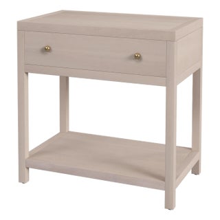 Nora 30 in. W Rectangular Wood 1 Drawer Wide Nightstand with Lower Open Shelf, Antique Taupe For Sale
