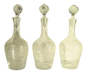 Antique Cut Glass Liqueur Decanters - Set of 3