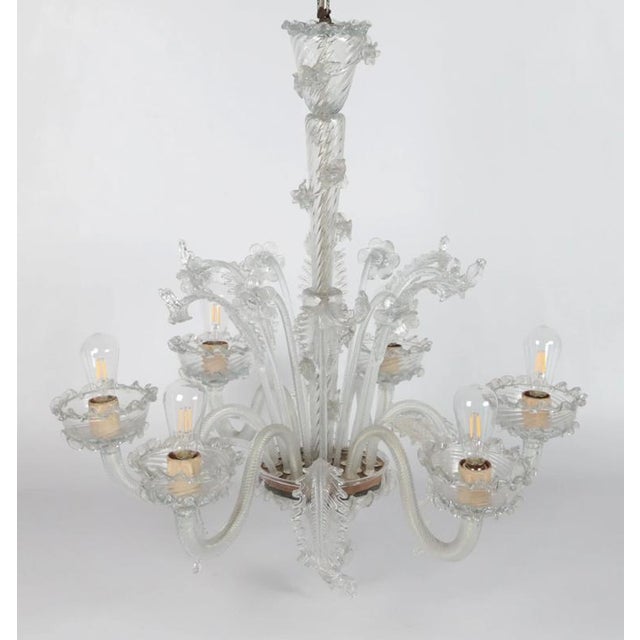 Six-Arm Venetian Murano Chandelier. Restored For Sale - Image 12 of 13