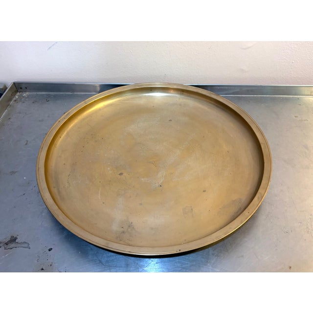 1930s Etched Brass Crane Round Tray For Sale - Image 5 of 5