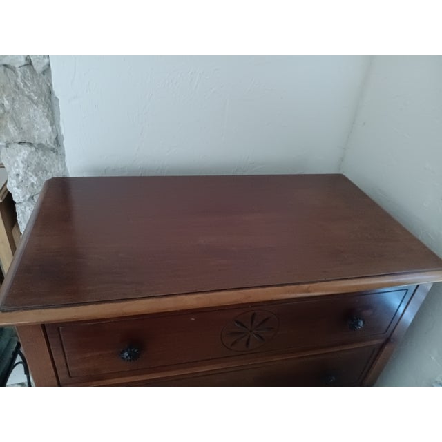 1960s Vintage British Colonial Style Wood Chest 4 Drawer Dark Tone For Sale - Image 15 of 18