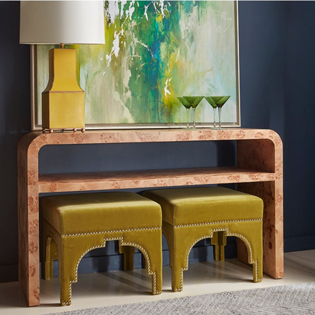New special order item. Not vintage. Our mid-century modern, waterfall console table stands out in a crowd. Arcing...