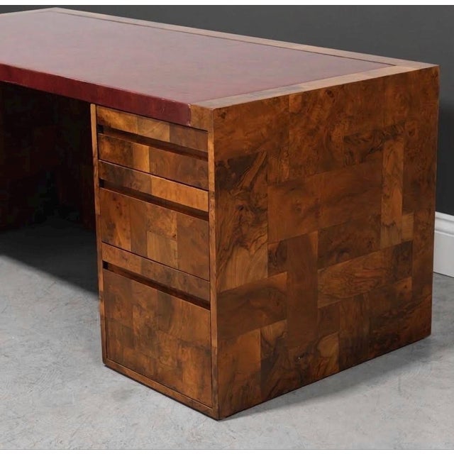 1970s 1970s Paul Evans Cityscape Patchwork Burl Desk For Sale - Image 5 of 14