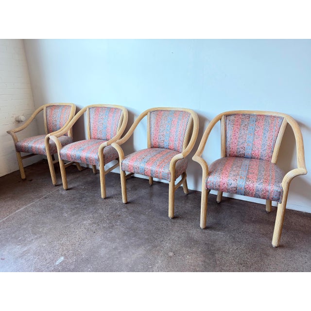 McGuire Vintage McGuire Rattan Split Reed Style Arm Chairs - A Pair For Sale - Image 4 of 7