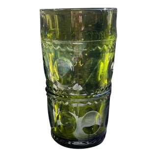 MCM Vintage Pressed Glass Thumbprint Tumbler Retro For Sale