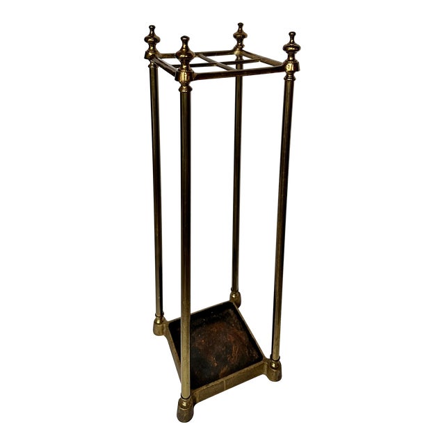 Antique English Brass Umbrella Cane Stick Stand Hallway Rack Victorian