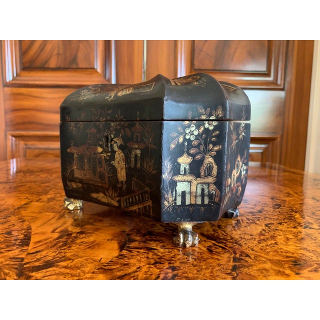Chinese Export Black and Gilt Japanned Lacquer Melon Form Box For Sale - Image 4 of 14