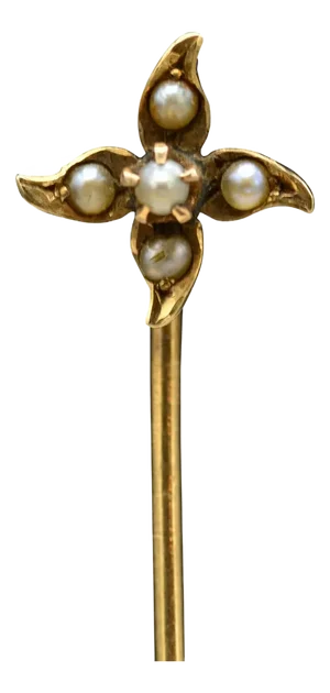 Yellow Gold Seed Pearl Stick Pin