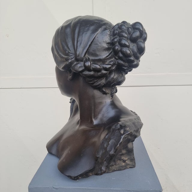 Brown Sculpture of a Female Bust, 1860, Bronze For Sale - Image 8 of 11