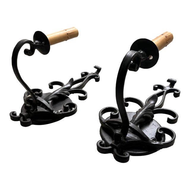 1990s Wrought Iron Candle Sconces - a Pair For Sale