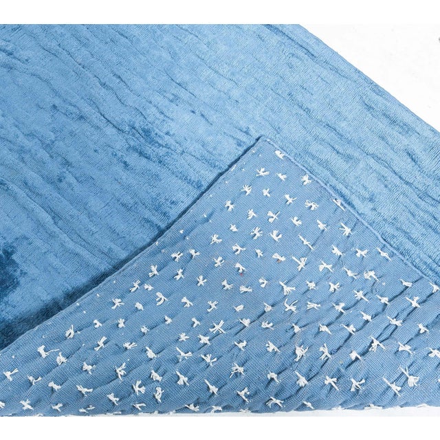 Textile Modern Blue Hand-Knotted Silk Runner by Doris Leslie Blau For Sale - Image 7 of 7