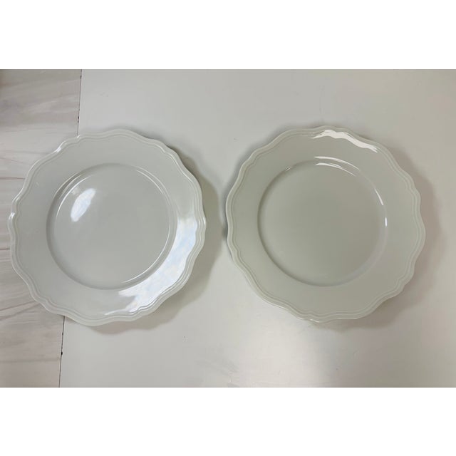 6 pieces of Raynaud Limoges classic 'Argent' dinnerware: 2 dinner plates (10.78" in diameter); 2 luncheon/salad plates...
