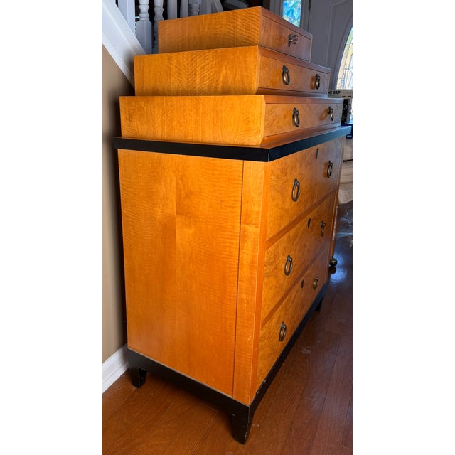 Biedermeier 1980s Baker Furniture Biedermeier Style Burl Wood Chest of Drawers For Sale - Image 3 of 11