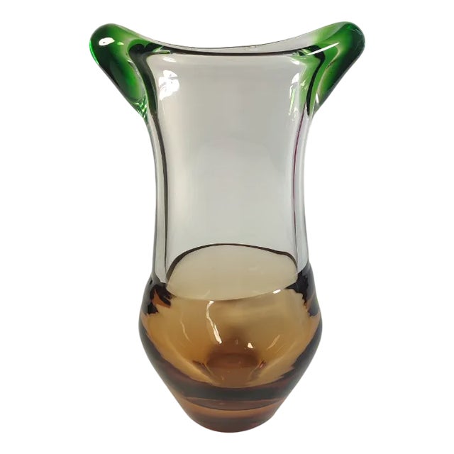 Art Deco Vase by Ladislav Paleček for Škrdlovice Glassworks, 1970s For Sale