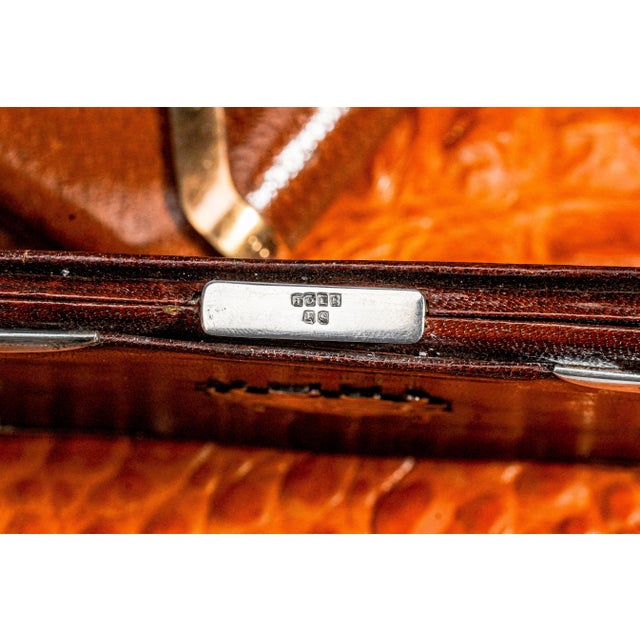 Brown Handsome Antique Victorian Leather Sterling Silver Money Wallet Card Case For Sale - Image 8 of 16