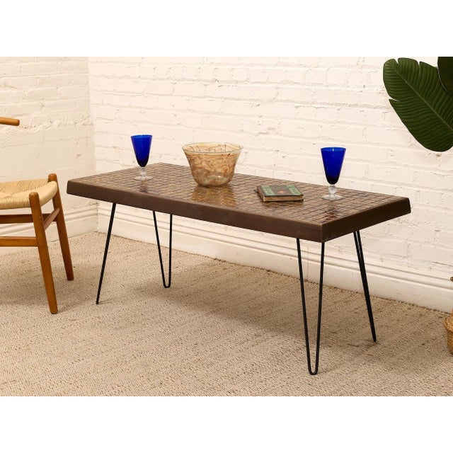 Vintage Mid-Century Modern Mosaic Tile Coffee Table With Hairpin Legs For Sale - Image 9 of 10