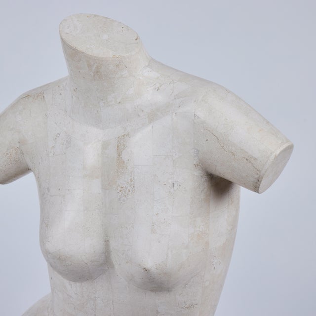 Cream Tessilated Travertine Marble Female Nude Sculture, Mailand Smith For Sale - Image 8 of 8