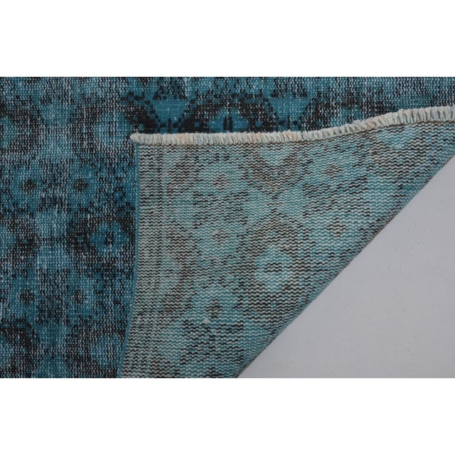 Textile Turqoiıse Vintage Area Carpet For Sale - Image 7 of 9