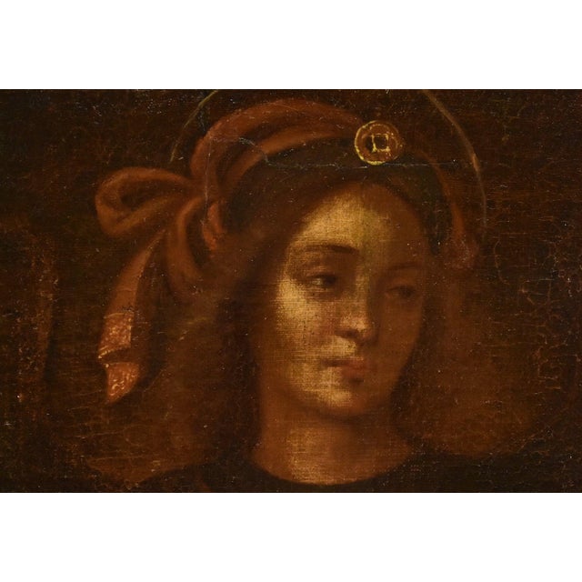 17th-century Lombard painter Saint Michael the Archangel Oil on canvas 139 x 75 cm - Framed 156 x 91 cm Ancient painting...