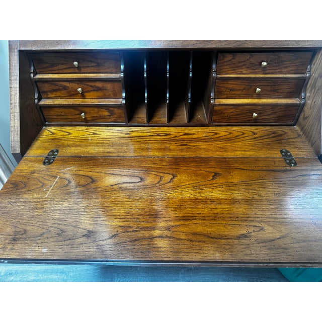 Late 20th Century Henredon Secretary Desk With Glass Shelves For Sale In New York - Image 6 of 11