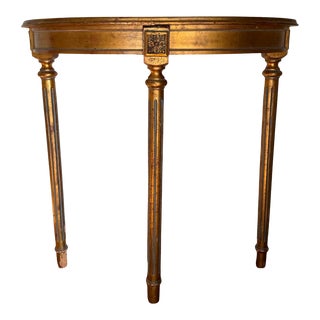 Antique French Gold Leaf Louis XVI Demilune Console For Sale