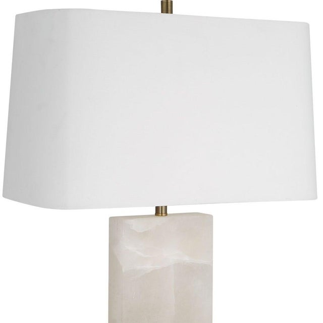 Textile White Alabaster Lamp For Sale - Image 7 of 8