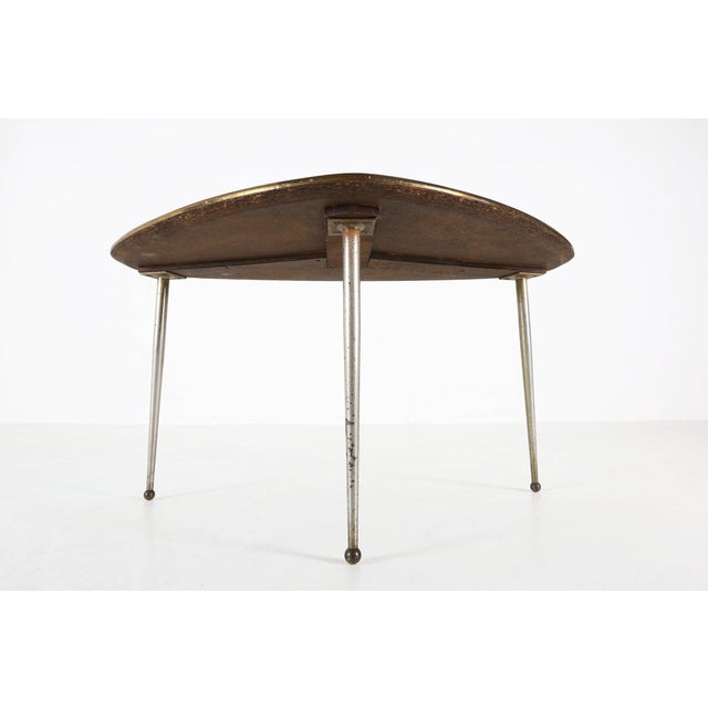1960s Mid-Century Modern Tripod Coffee Table with Marble Print Top, 1960s For Sale - Image 5 of 11