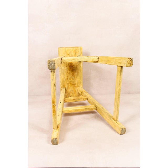 Vintage Rustic Stool in Elm For Sale - Image 4 of 5
