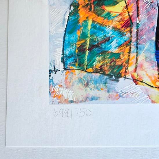 "Sunlit Village" is a limited edition serigraph, hand signed and numbered 699/750 by the artist. This piece showcases...